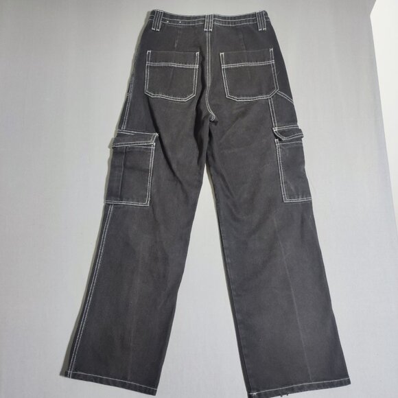 Ardene 90' Cargo Pants High Rise Women's Junior Size 05 black wide leg - Picture 3 of 11